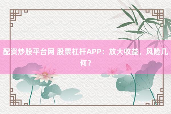 配资炒股平台网 股票杠杆APP：放大收益，风险几何？