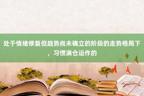 处于情绪修复但趋势尚未确立的阶段的走势格局下，习惯满仓运作的