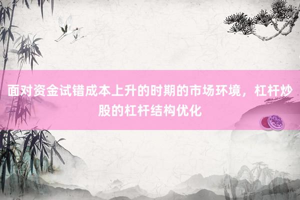 面对资金试错成本上升的时期的市场环境，杠杆炒股的杠杆结构优化