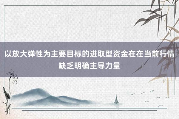 以放大弹性为主要目标的进取型资金在在当前行情缺乏明确主导力量