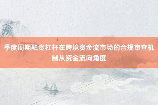 季度周期融资杠杆在跨境资金流市场的合规审查机制从资金流向角度