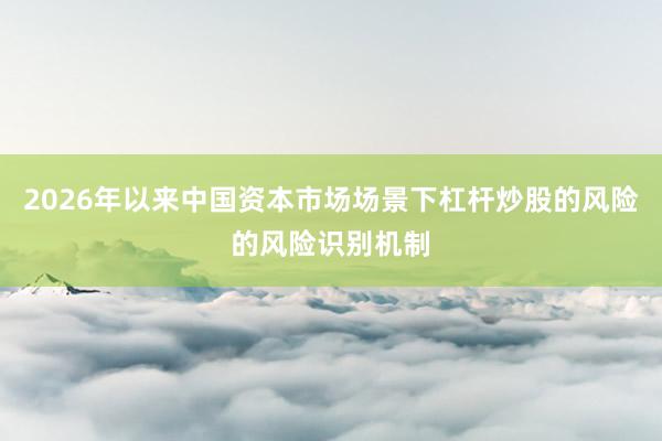 2026年以来中国资本市场场景下杠杆炒股的风险的风险识别机制