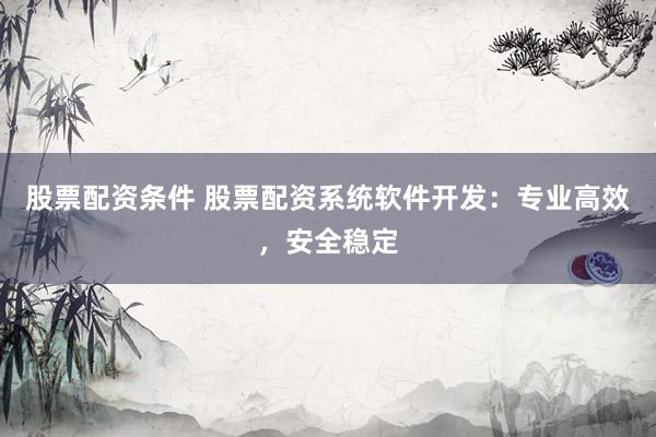 股票配资条件 股票配资系统软件开发：专业高效，安全稳定