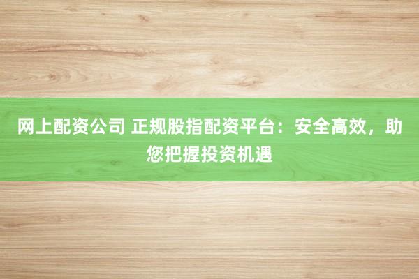 网上配资公司 正规股指配资平台：安全高效，助您把握投资机遇